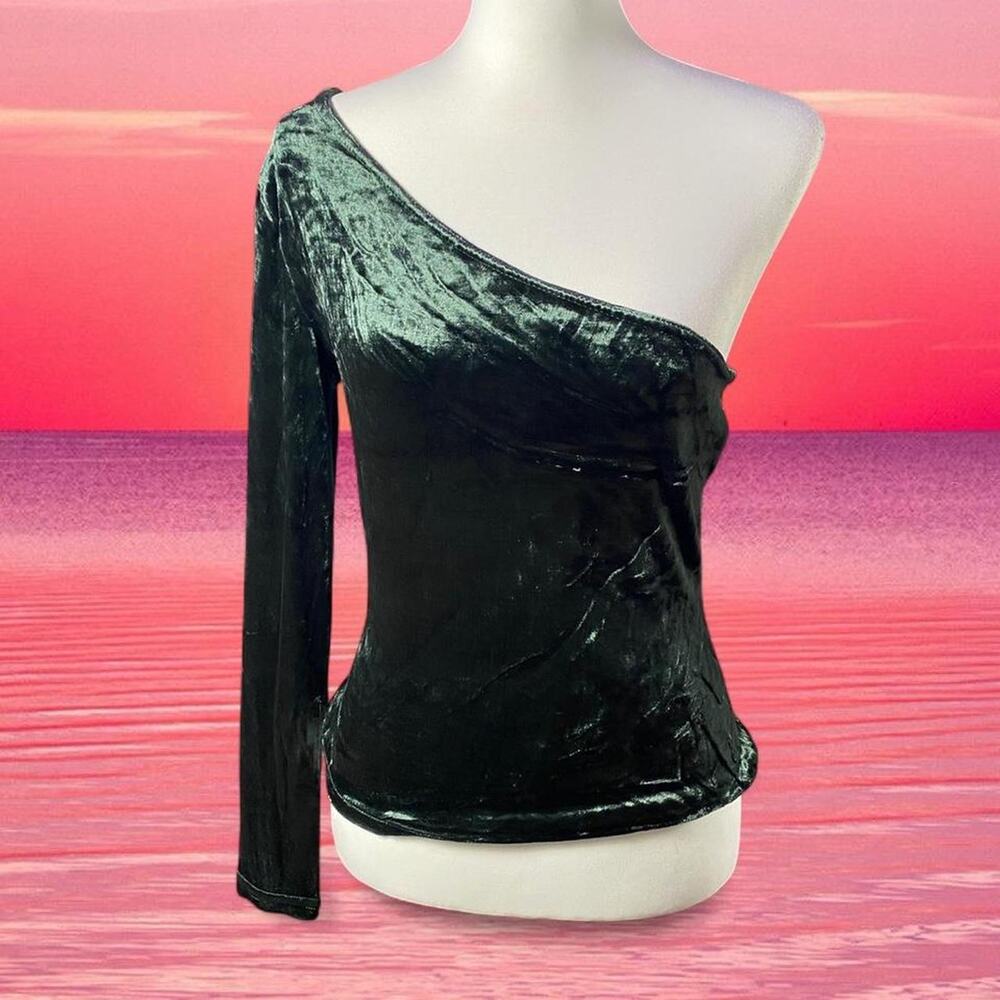 Deadstock Vintage 90s Velvet One Shoulder Long Sleeve
